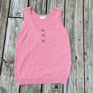 Blu Pepper Soft Knit Button Tank Pink Small